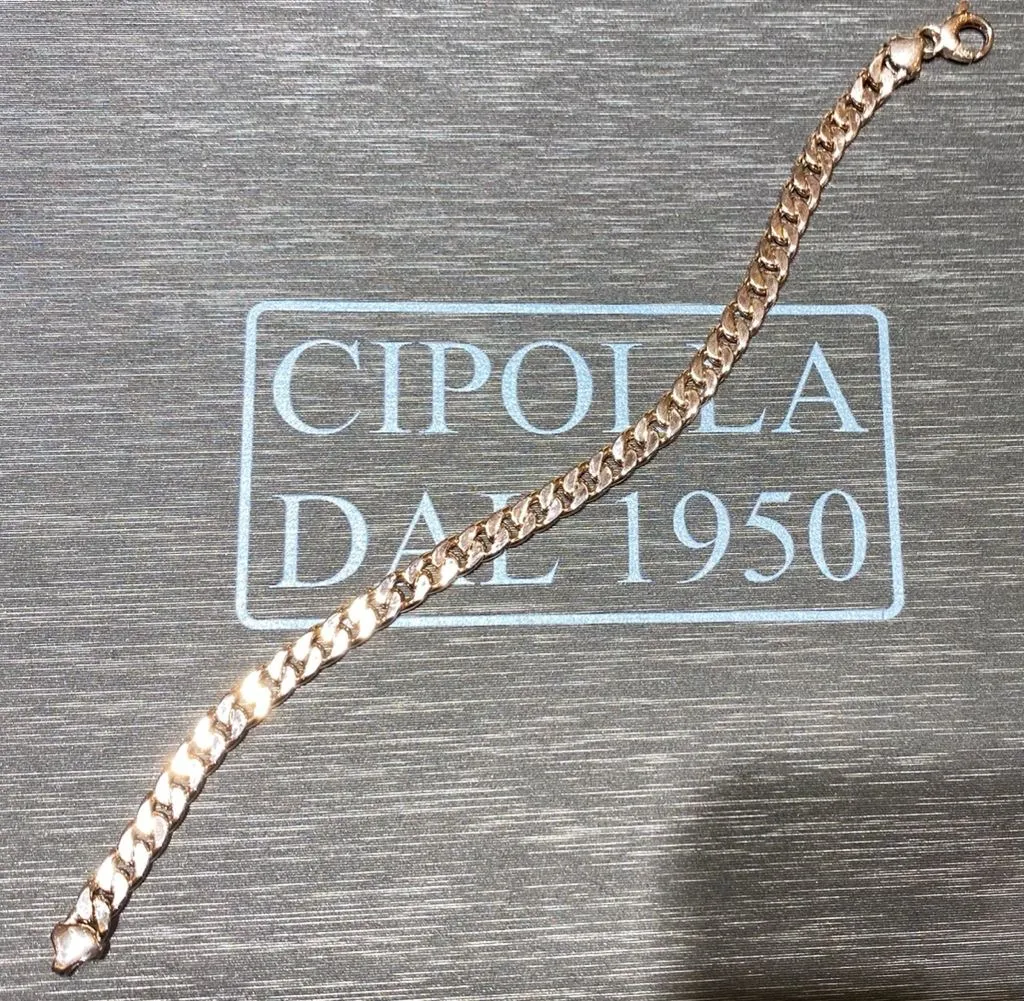 bracciale maglia barbazzale oro rosa 750% gr. 6,10