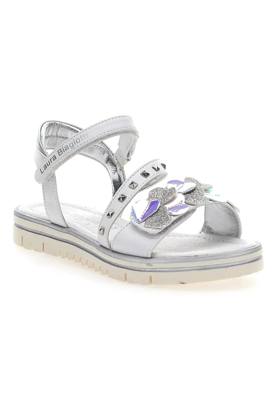 L. Biagiotti 8011 White Sandals with Studs